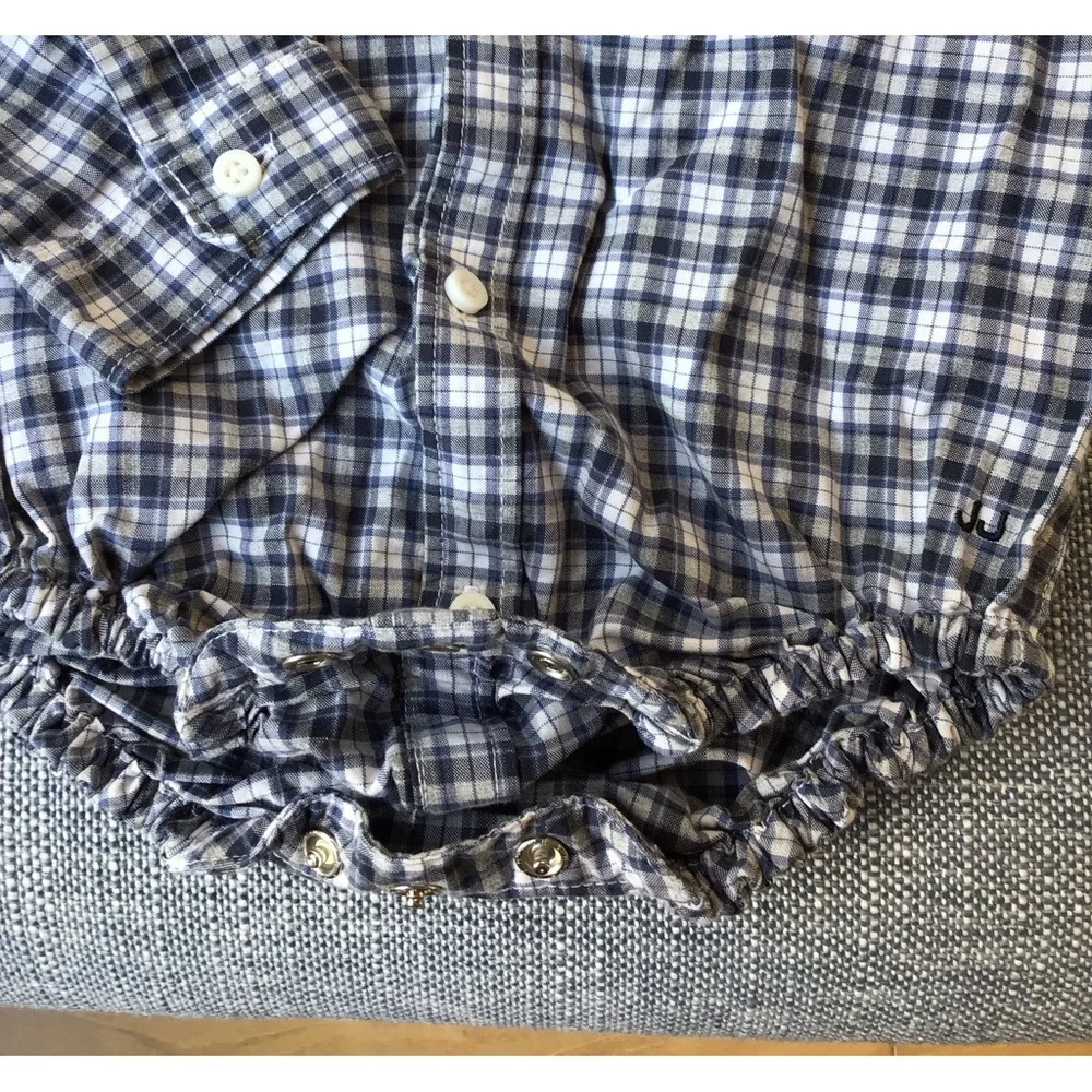 Janie and Jack‎ Poplin Plaid Bodysuit Snaps Long Sleeve Button Down Shirt Boys